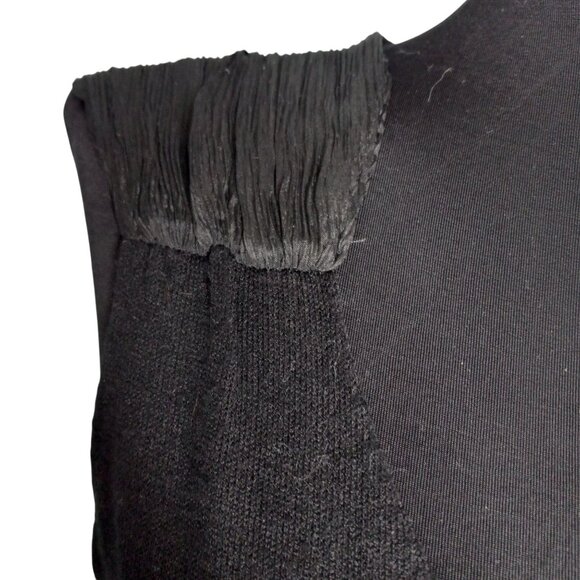 WHBM S Tank Top Shell Black Sleeveless Sweater Knit Pleated Silk Shoulder Womens - Picture 3 of 8